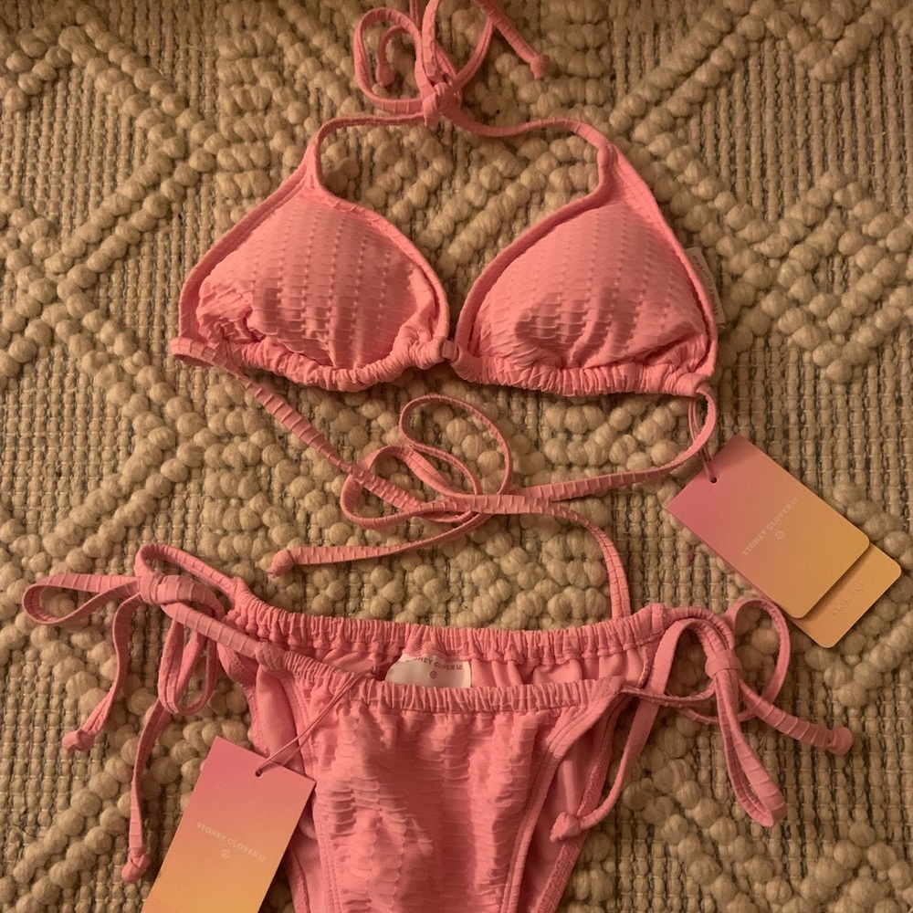 Stoney Clover Lane x Target Pink triangle bikini top & bottom